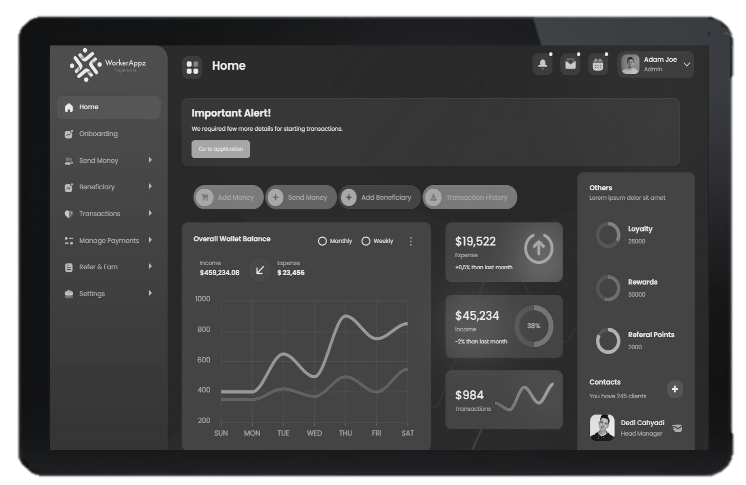 image of WorkerAppz trade dashboard